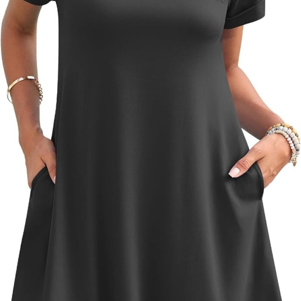 Women's Summer Floral T-Shirt Dress Polyester Spandex Short Sleeves Casual